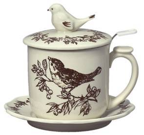 Brown Bird Infuser Mug